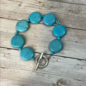 Life is Good Stone Beaded Bracelet with Toggle Clasp
